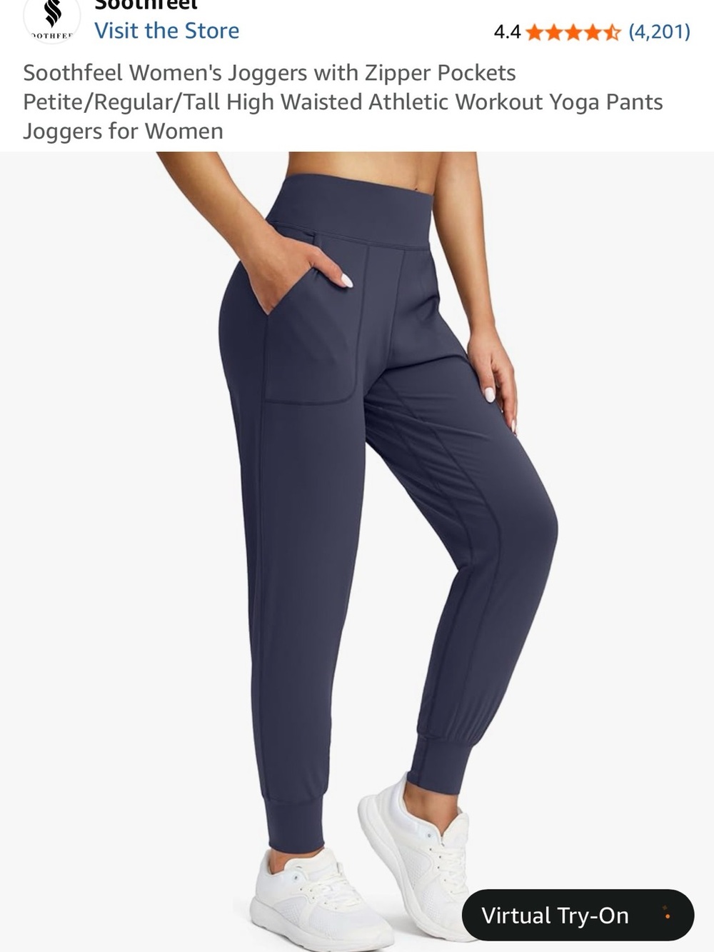 Soothfeel Women's Navy High-Rise Jogger Pants with Pockets, XXL
